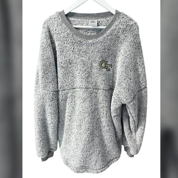 Georgia Tech Gray Teddy Sherpa Pullover Sweatshirt Adult size L - Picture 1 of 4